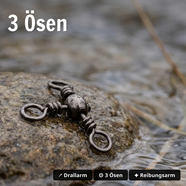 Zite Fishing Kreuzwirbel 8# – 15 Stück Dreiwege-Wirbel für Paternoster & Dropshot - 3 Ösen