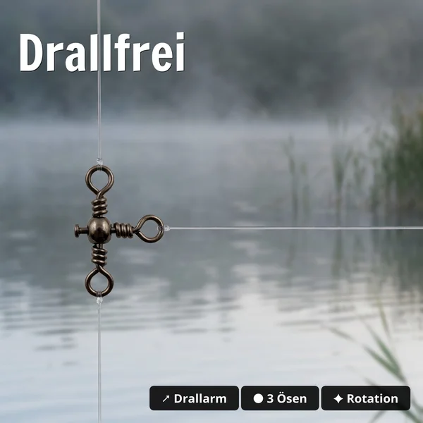 Zite Fishing Kreuzwirbel 10# – 15 Stück Dreiwege-Wirbel aus Kohlenstoffstahl für Paternoster & Dropshot - Drallfrei
