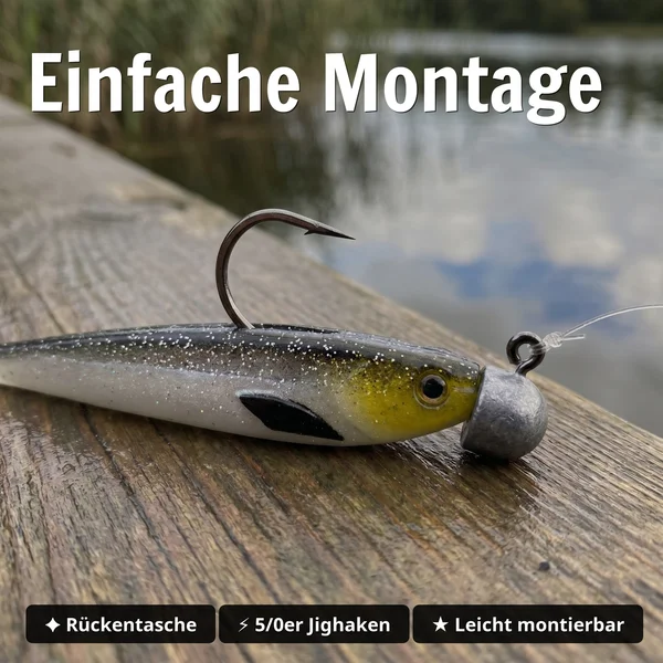 Zite Fishing Inzite Shad Golden Voltage 15,5 cm – Gummifisch für Zander & Hecht, 4 Stück - Einfache Montage