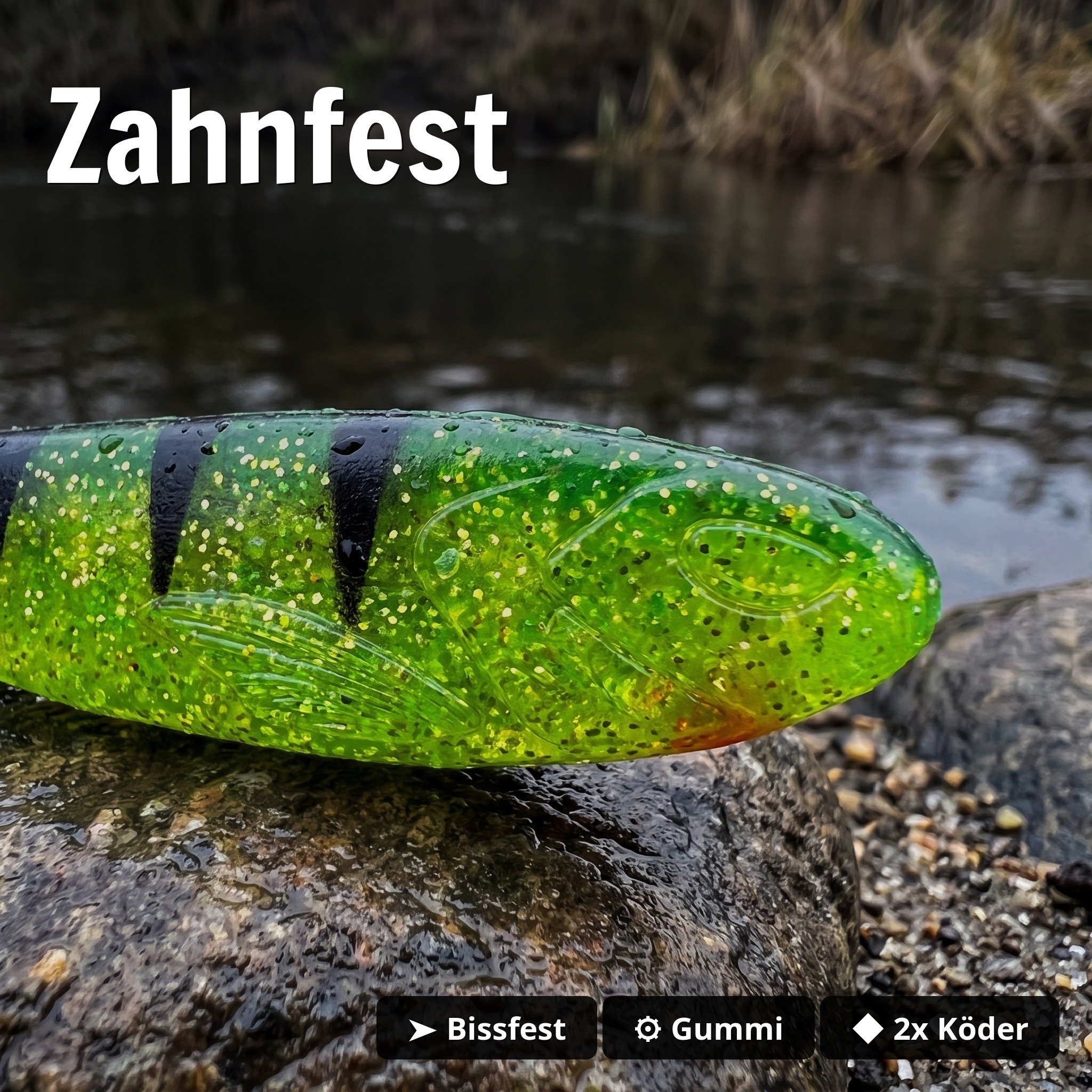 Zite Fishing XL Inzite Flanker Gummifisch Lightning Perch 23,5 cm - Großhecht Köder im 2er Pack - Zahnfest
