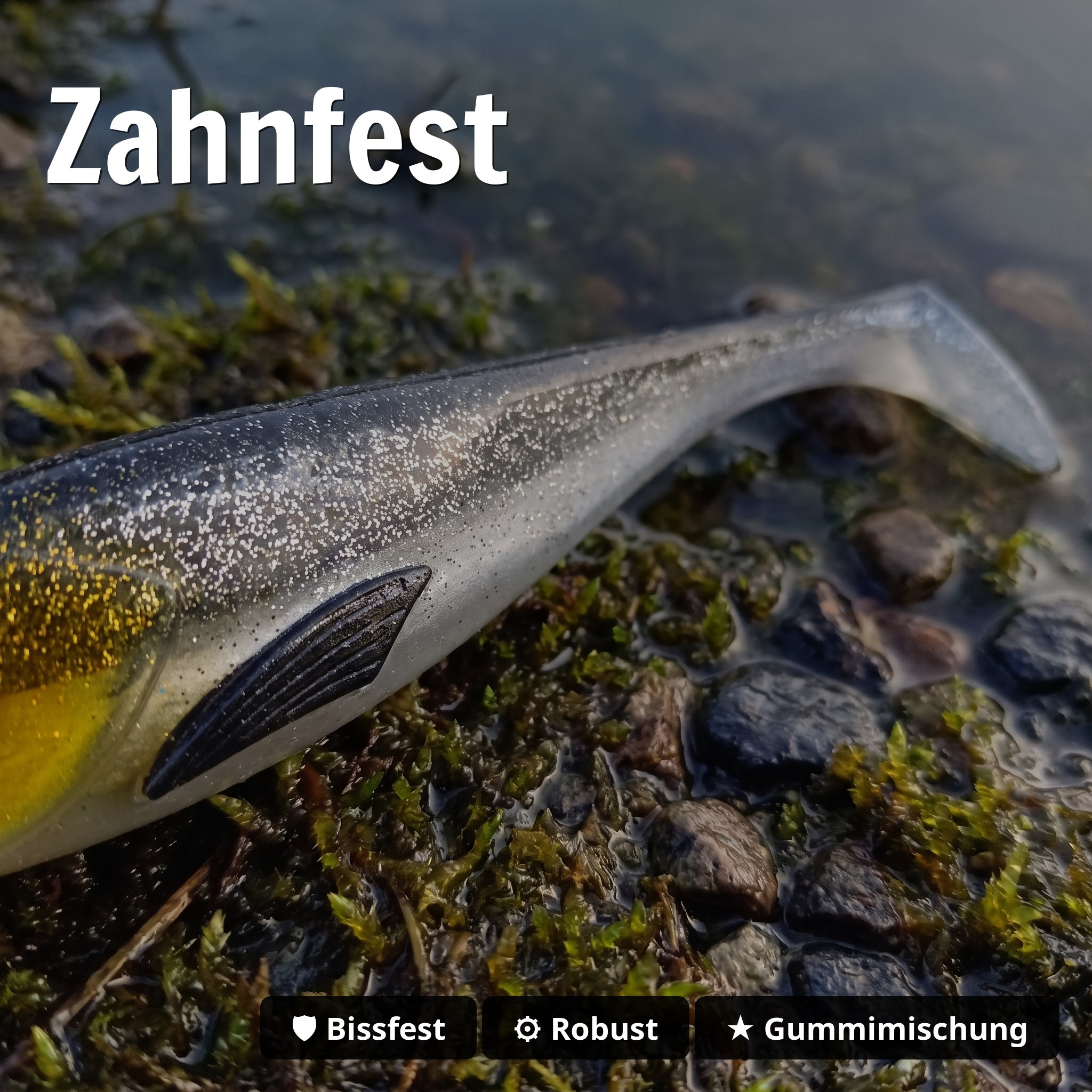 Zite Fishing Gummifisch Inzite Flanker Golden Voltage 23,5 cm - Großhecht Köder im 2er Pack - Zahnfest