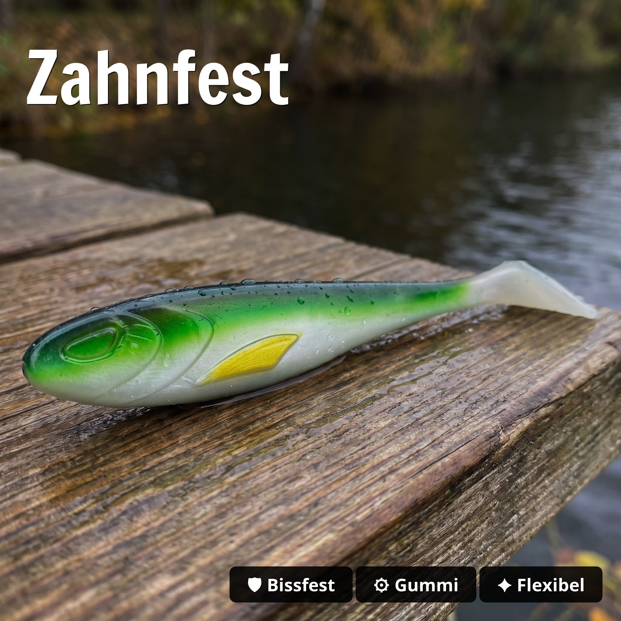 Zite Fishing Inzite Flanker Gummifisch Green Shiner 23,5 cm - Großhecht Köder im 2er Pack - Zahnfest