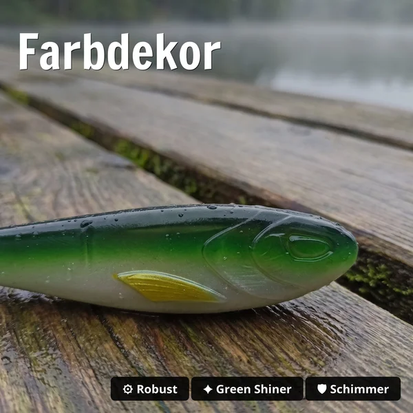 Zite Fishing Inzite Flanker Gummifisch Green Shiner 23,5 cm - Großhecht Köder im 2er Pack - Farbdekor