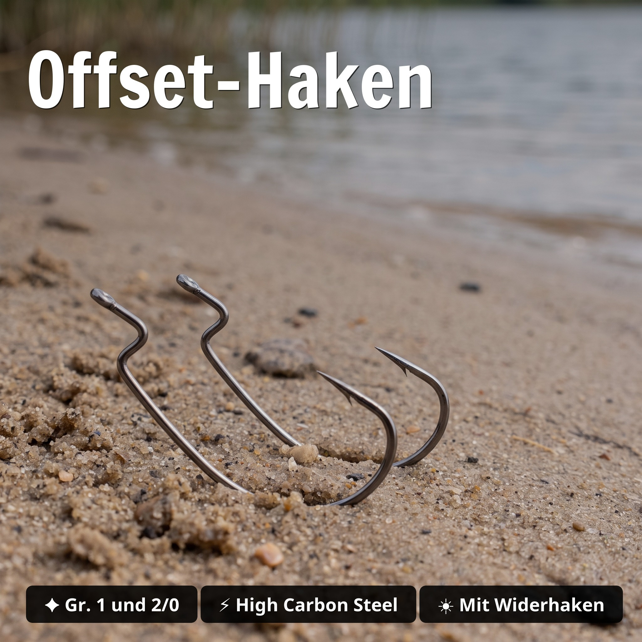 Free Rig Bundle mit Off-Set Haken sowie Tropfenblei Sortiment, Stopper & Schnüre für Barsch & Zander Angeln - Offset-Haken