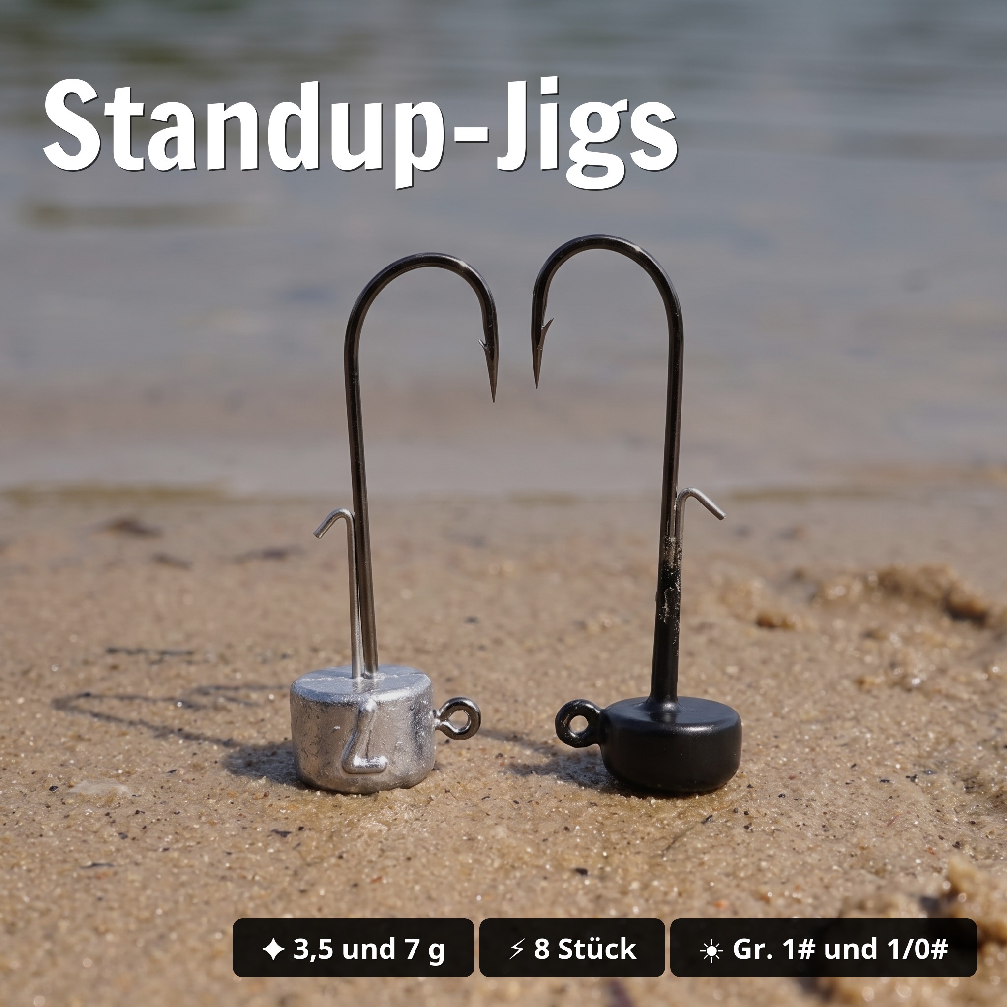 Ned Rig Bundle mit Stand Up Jigs in Blei & Tungsten sowie Snaps und Schnüre für Barsch & Zander Angeln - Standup-Jigs