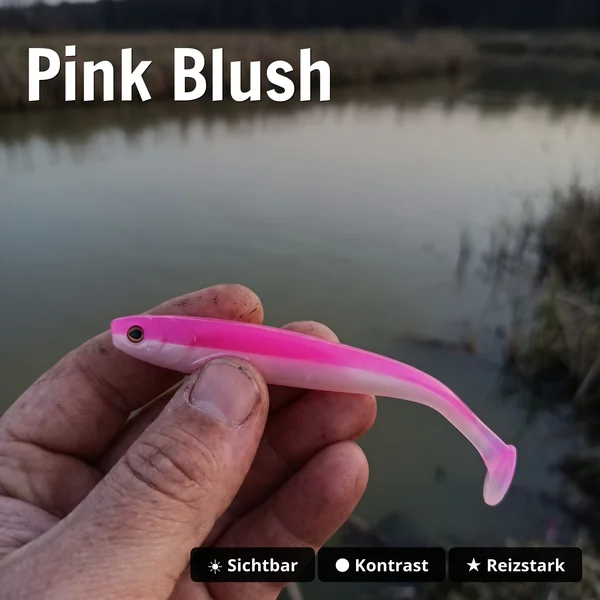 Zite Fishing Inzite Shad Pink Blush 15,5 cm Gummifisch für Hecht & Zander – 4 Stück - Pink Blush