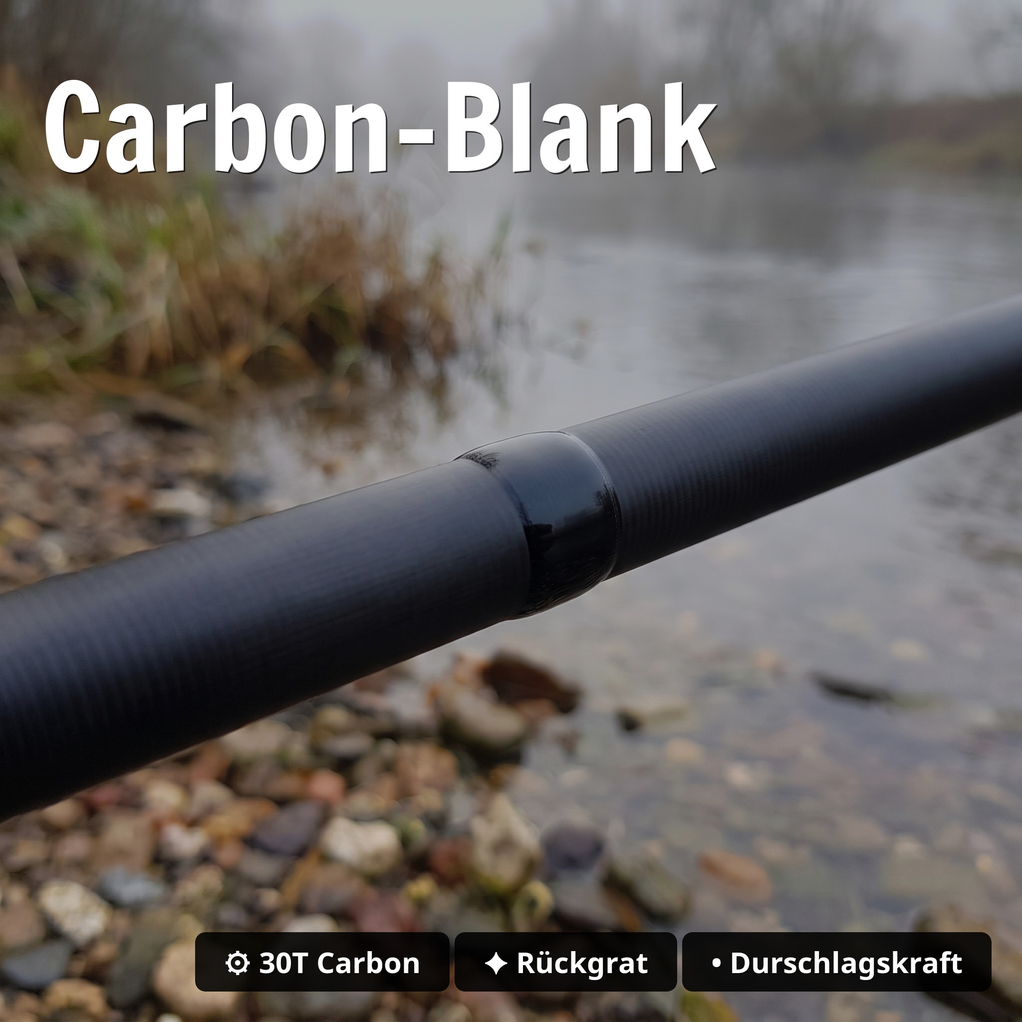 Zite Fishing Inzite Pro Stick Pike XL 255 - Big-Bait-Spinnrute 80-150g für Hecht & Raubfisch - Carbon-Blank