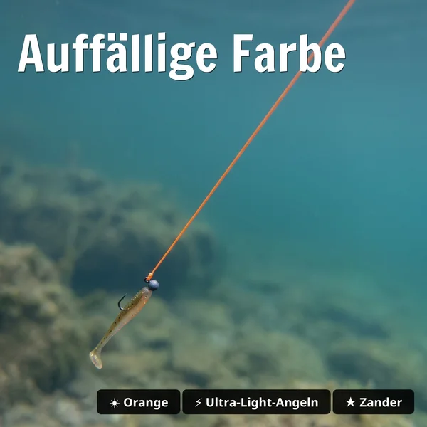 Zite Fishing Geflochtene Schnur orange 555 m 0,12 mm – 8-fach geflochten, 7,8 kg Tragkraft, für Zander - Auffällige Farbe