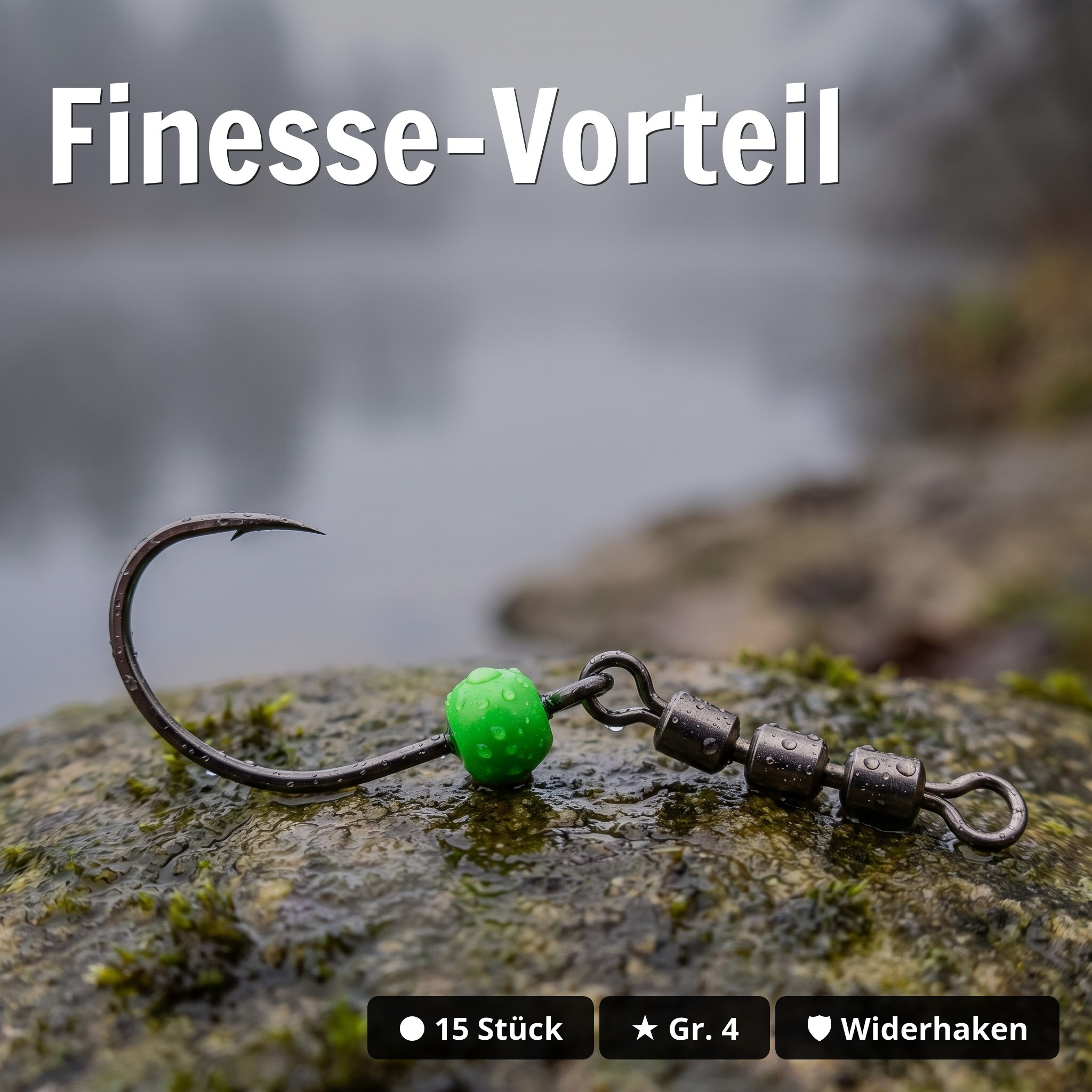 Zite Fishing Tungsten RotateRig Hooks Gr. 4 – 3er Set (15 Haken) für Forelle mit Tönnchenwirbel - Finesse-Vorteil