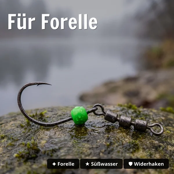 Zite Fishing Rotate Rig Haken 3er Set Gr. 6 - Rotorhaken mit Tungstenperle für Forelle - Für Forelle