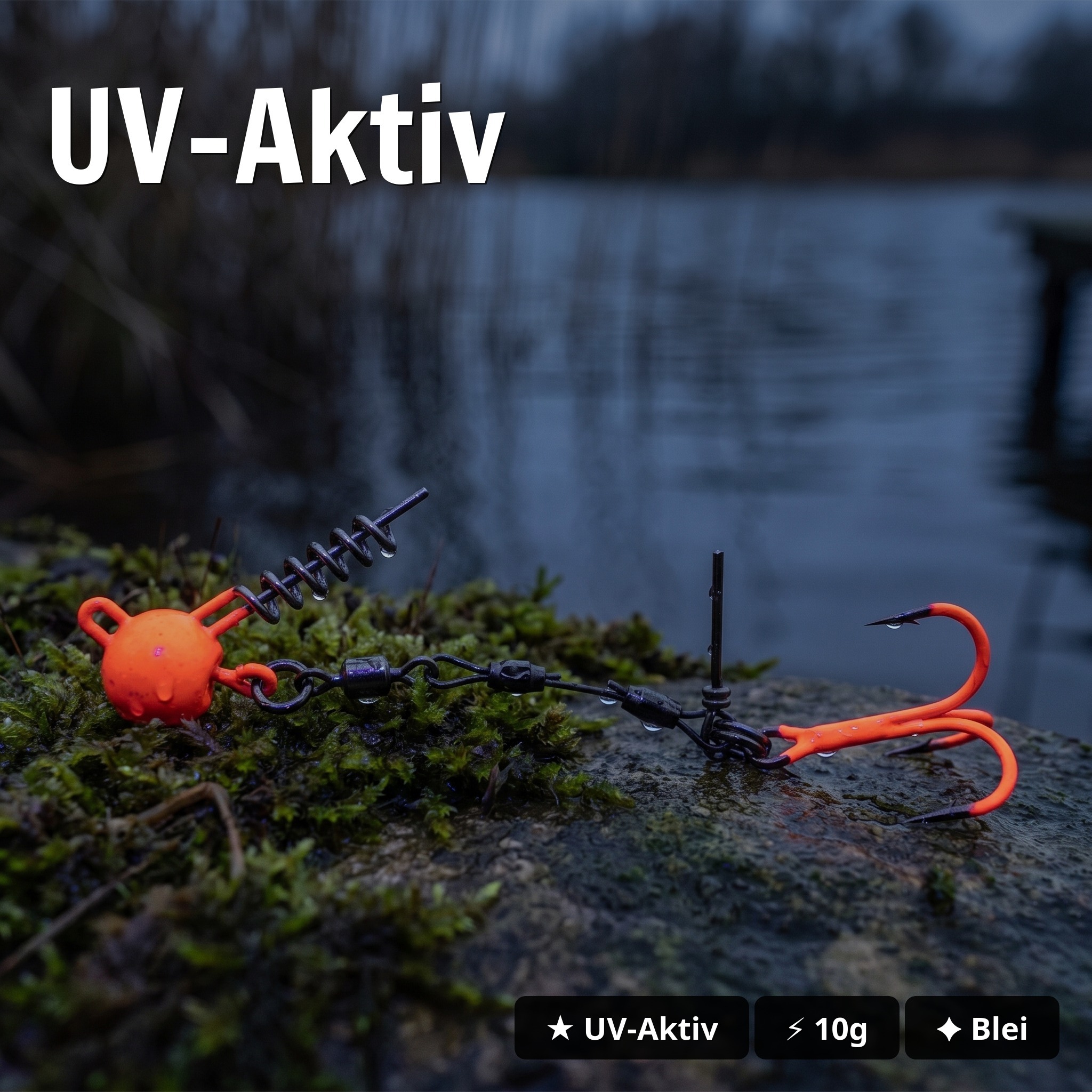Zite Fishing Hechtsysteme mit Gummiköder Set – 2x Single Hook (UV & Natur) + 3x Balzer Shirasu Shad Albino 13cm - UV-Aktiv