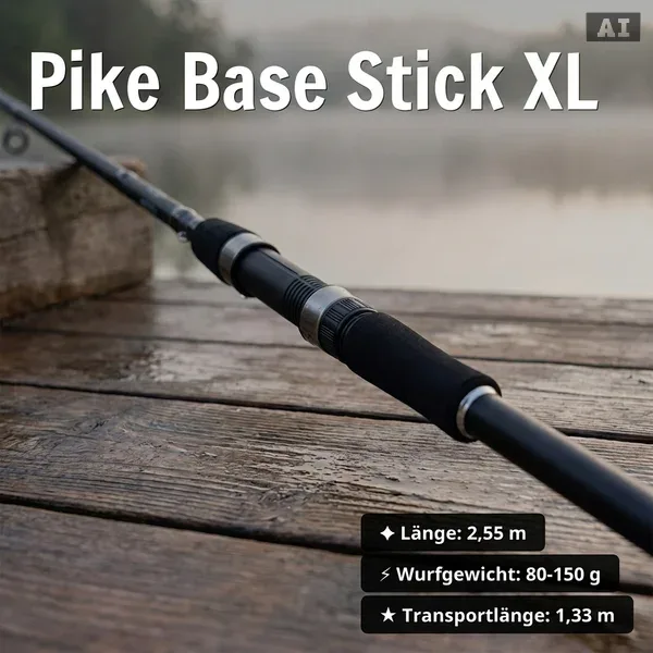 Zite Fishing Pike Base Stick XL Big Bait Starterset – Rute, Rolle 4000 bespult, Hechtsystem & 4 Gummifische - Pike Base Stick XL