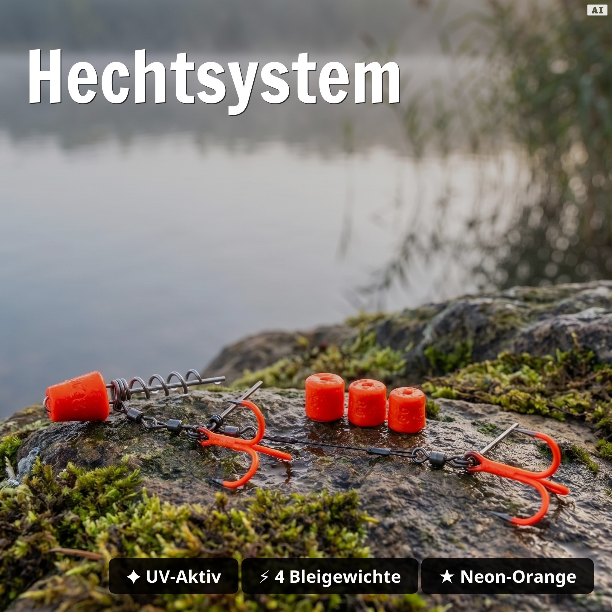 Zite Fishing Pike Pro Stick XL Big Bait Starterset – Rute, Rolle Pro 4000 bespult + Hechtsystem + 4 Gummifische - Hechtsystem