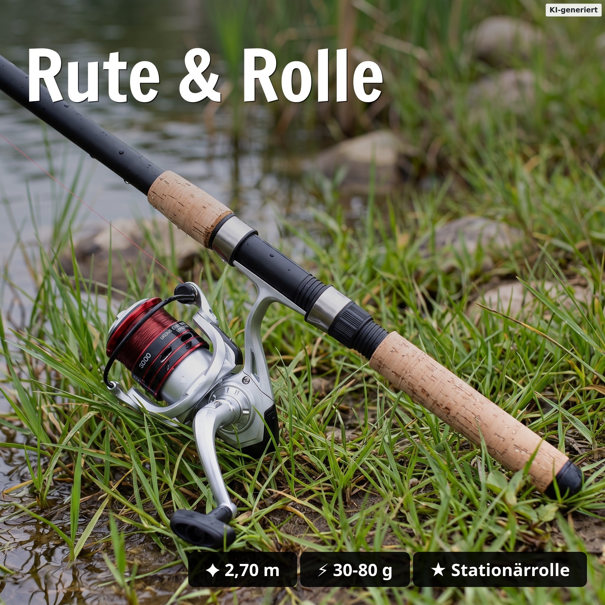 Zite Fishing Grundangeln Starterset Aal – Komplettset Teleskoprute 270cm, Stationärrolle bespult, Aalglocken, Knicklicht - Rute & Rolle