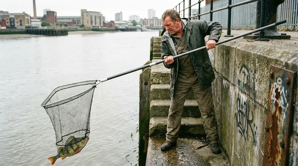 Hohe spundwand kescher fisch sicher landen beim streetfishing in der Praxis