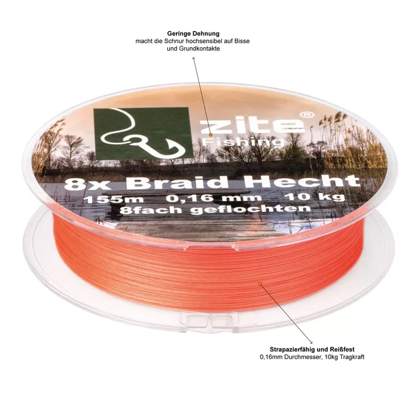 8x Geflochtene Angelschnur Hecht Angeln 155m 0,16mm 10kg Orange Zite Fishing_auswahl1