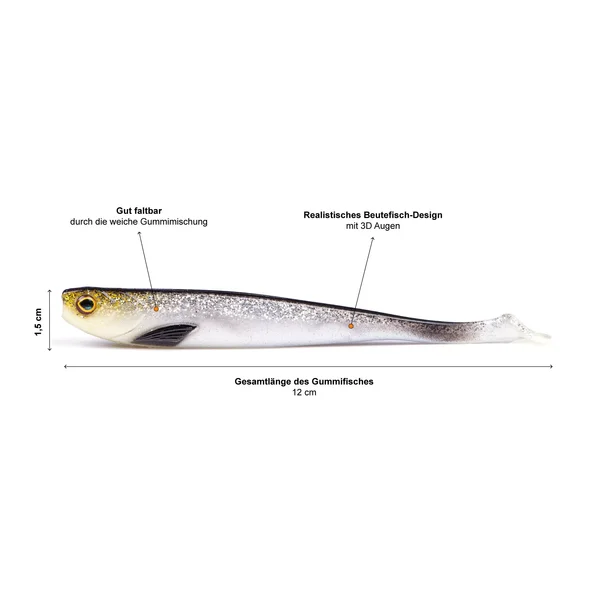 Gummifisch Zanderangeln 5 Stück Gummiköder Inzite Shad 12cm Golden Voltage_auswahl2