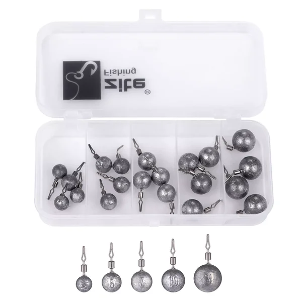 Drop Shot Blei Kugelblei Sortiment Rund 25 Stück 5 Gewichte in Box Zite Fishing_auswahl2