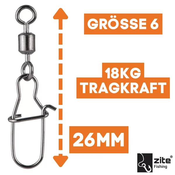 Zite Fishing Sicherheitswirbel Größe 6 - 30 Stück 26mm Wirbel_auswahl1