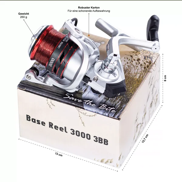 Angelrollen 2+1 Set Base Reel 3000 bespult Allround Stationärrolle_auswahl4