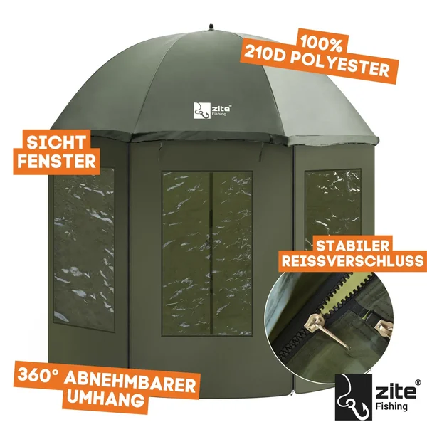 Schirmzelt Angeln Geschlossen + Schirmstütze als Angelzelt Set Zite Fishing_auswahl2