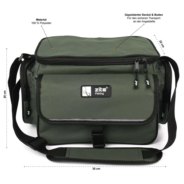 Zite Fishing Angeltasche mit Tragegurt und 4 Kunstköderboxen 35 x 22 x 20 + Hakenlöser Zange Gebogen 18cm_auswahl1