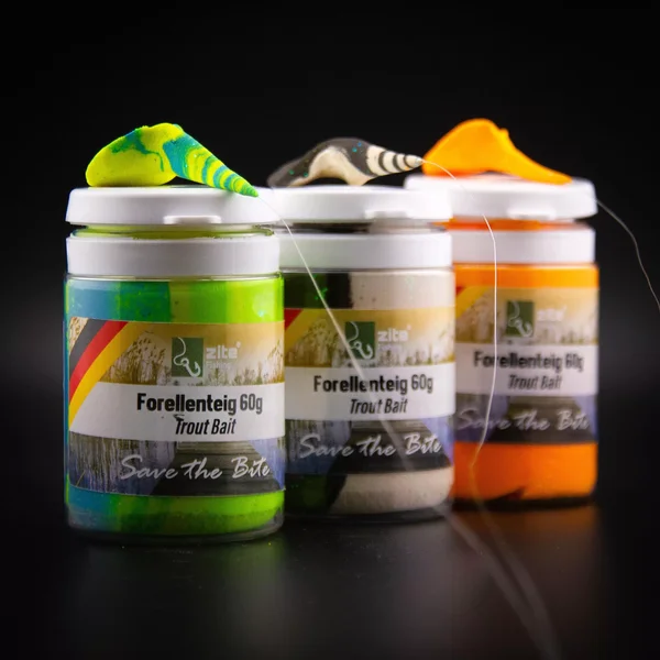 Forellenteig 60g - Knallige Glitterköder mit Knoblauch-Aroma - 8 Farben inkl. Forellenteig-Former 2in1 von Zite Fishing_auswahl7