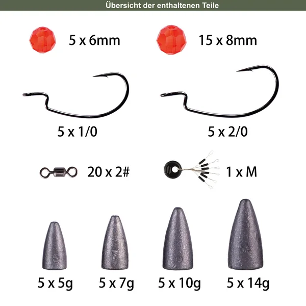 Zite Fishing Carolina /Texas-Rigbox-Set 70 tlg. inkl. 36 Stk. Creature Bait Gummiköder in 3 Farben_auswahl5