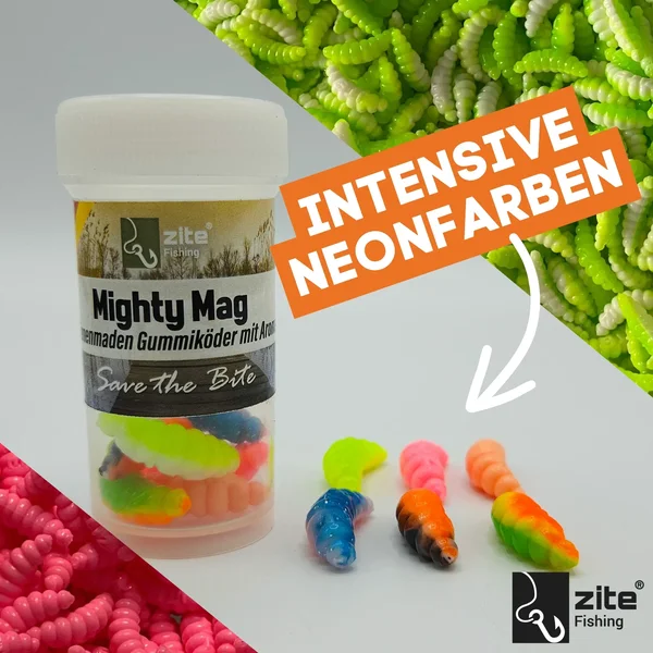 Mighty Mag Bienenmaden Imitat Neon Mix Käse Aroma 2,8 cm 12 Stück_auswahl1
