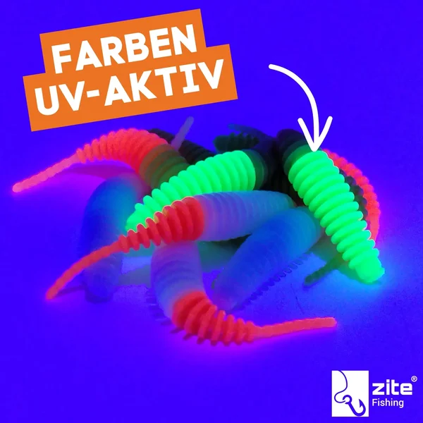 Wiggle Worm Forellenwurm Neon Mix Knoblauch Aroma 5,5 cm 10 Stück Gummiköder_auswahl2