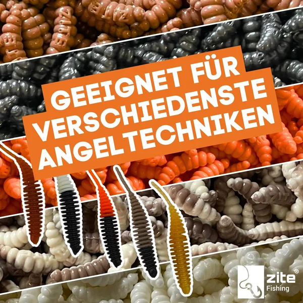 Wiggle Worm Natur Mix Käse 5,5 cm Gummiköder Forellenangeln 10 Stück_auswahl5