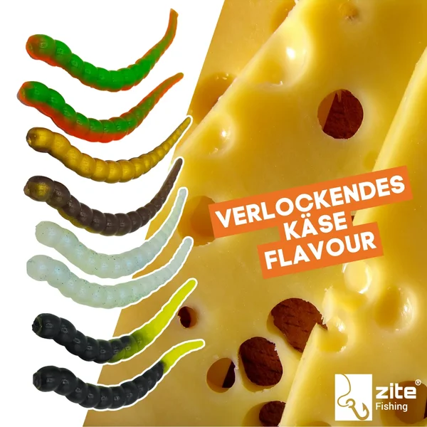 Curly Viper Allround Mix Käse Gummiköder Forelle mit Aroma 6,5 cm 8 Stück_auswahl6