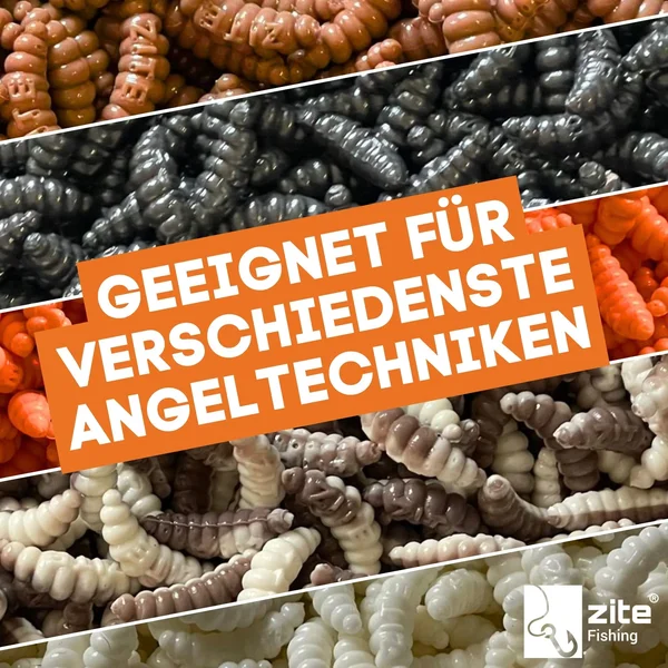 Wiggle Worm Starterset - Forellenköder Knoblauch Käse Aroma + 9 Tungsten Jighaken_auswahl5