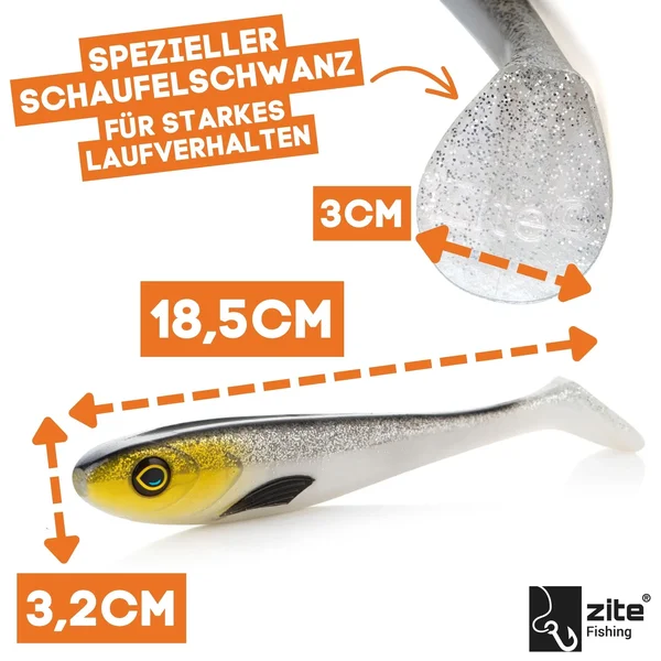 Hecht Shad Inzite Flanker Gummifisch Golden Voltage 18,5 cm 3 Stück_auswahl1