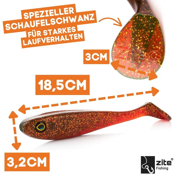 Hechtköder Gummifisch Inzite Flanker Shad Goldy Oil 18,5 cm 3 Stück_auswahl1