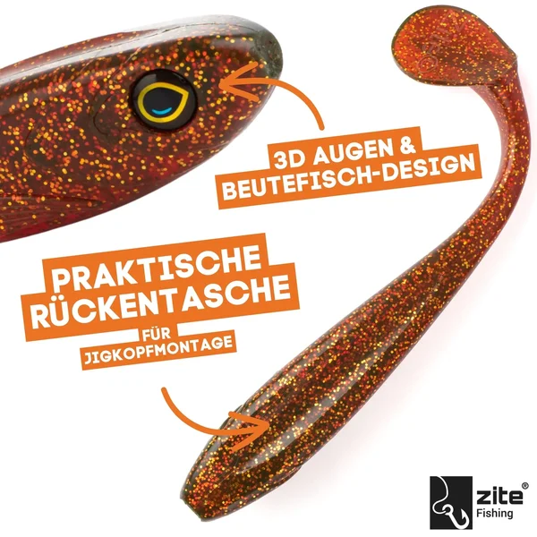 Hechtköder Gummifisch Inzite Flanker Shad Goldy Oil 18,5 cm 3 Stück_auswahl3