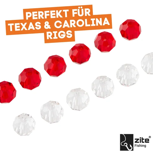 Glasperlen Set 8mm für Carolina & Texas Rigs Barsch Zander Angeln Rot Klar_auswahl2