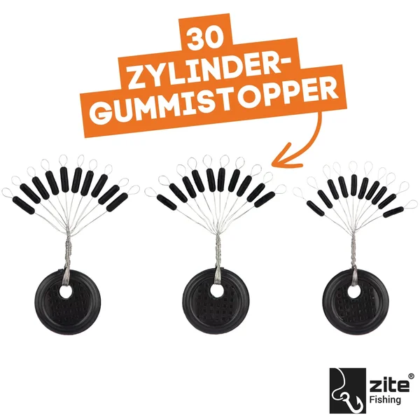 Gummistopper Schnurstopper Zylinder in 3 Gr. S,M & L Zite Fishing_auswahl3