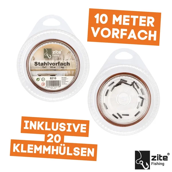 Stahlvorfach braun 10m auf Rolle 12 kg inkl. Klemmhülsen Zite Fishing_auswahl1