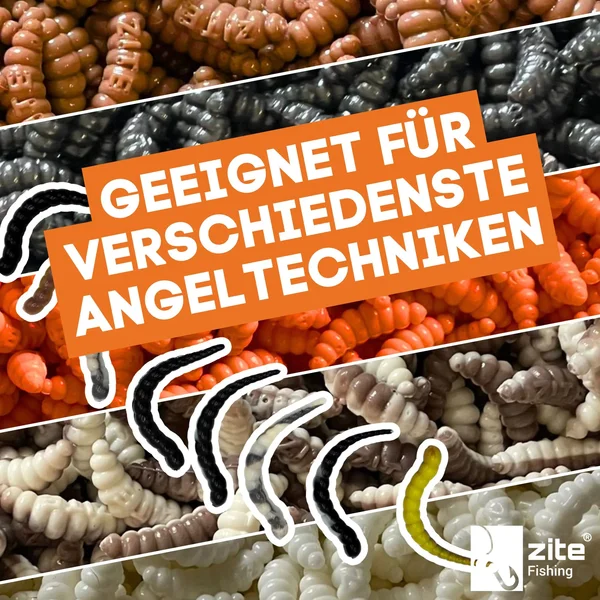 Zite Fishing Curly Viper Natur Mix Knoblauch 6,5 cm Rotierende Gummiköder Forelle 8 Stück_auswahl4