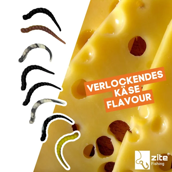 Zite Fishing Curly Viper Natur Mix Käse 6,5 cm Rotationsköder für Forelle 8 Stück_auswahl5