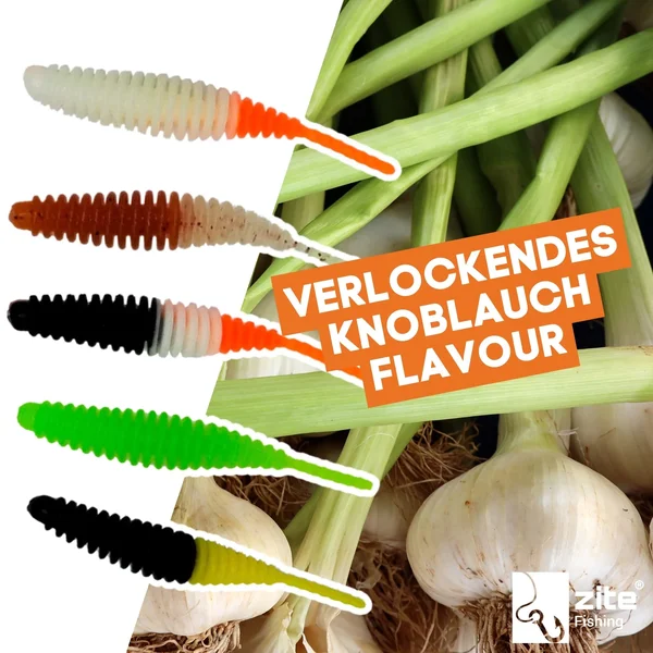 Wiggle Worm Allround Mix Knoblauch 5,5 cm 10 Stück Forellen-Gummiköder_auswahl6