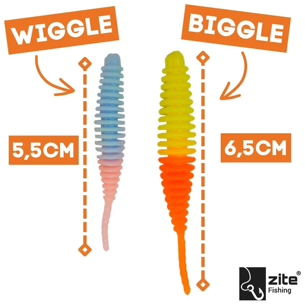 Zite Fishing Biggle Worm Schock Mix Knoblauch 6,5 cm 8 Stück_auswahl4
