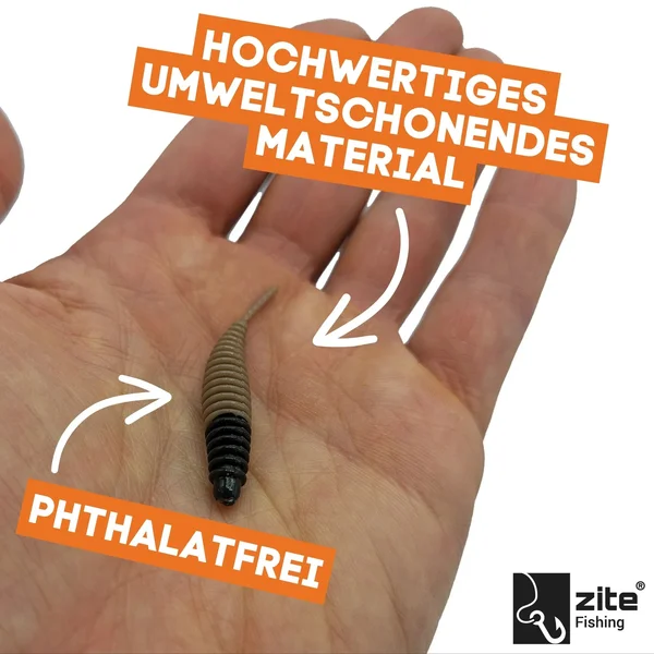 Zite Fishing Biggle Worm Natur Mix Knoblauch 6,5 cm 8 Stück_auswahl3