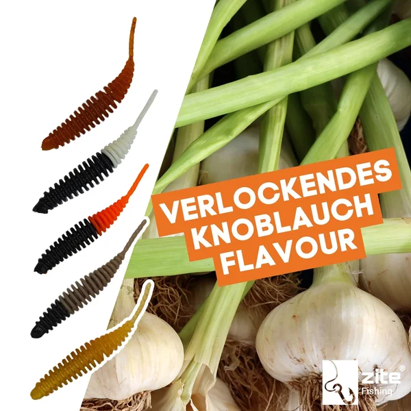 Zite Fishing Biggle Worm Natur Mix Knoblauch 6,5 cm 8 Stück_auswahl7