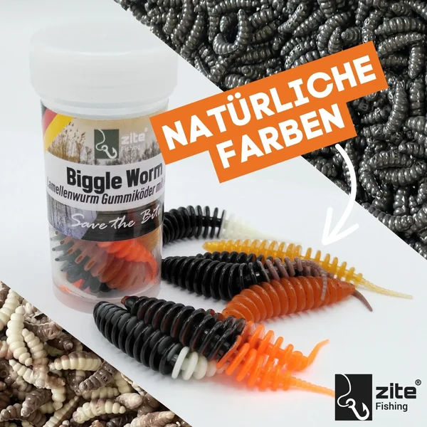 Zite Fishing Biggle Worm Natur Mix Käse 6,5 cm 8 Stück_auswahl1