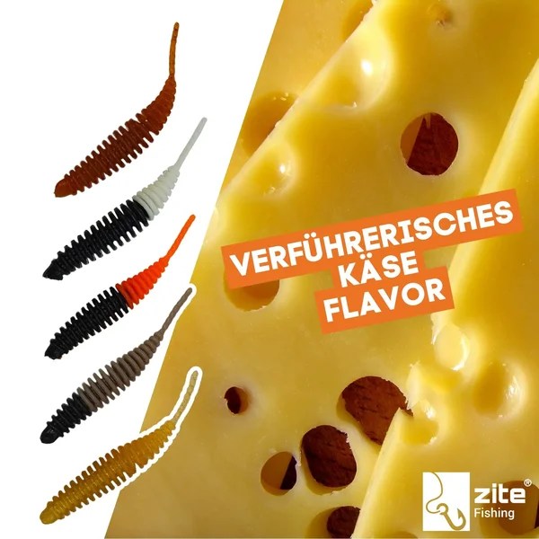 Zite Fishing Biggle Worm Natur Mix Käse 6,5 cm 8 Stück_auswahl7