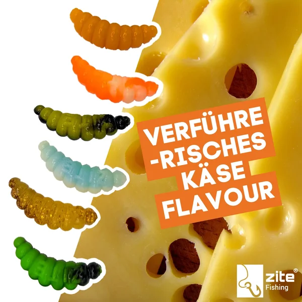 Mighty Mag Bienenmade Allround Mix Käse Gummiköder Forelle 2,8 cm 12 Stück_auswahl6