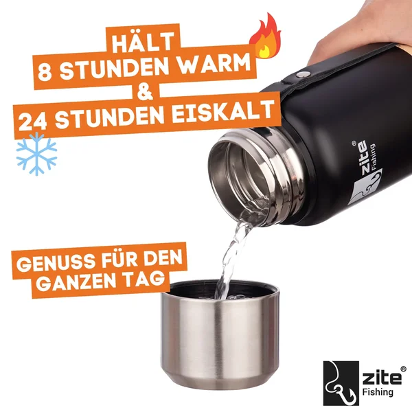 Thermoskanne Edelstahl 1l Doppelwandige Thermosflasche Gummierter Boden mit Becher_auswahl1