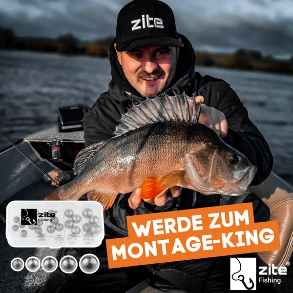 Zite Fishing Lochblei Sortiment 30 Stück 5-20g Kugelblei mit Schnurkanal in Sortierbox Grund- & Strömungsangeln_auswahl5